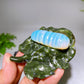 2.7" Crystal Silkworm on Serpentine Leaf Carving Crystal Healing Bulk Wholesale
