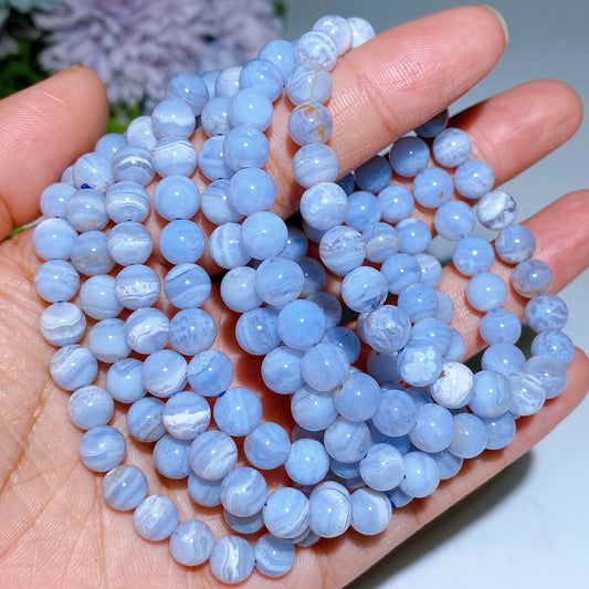 7-8.5mm Blue Lace Agate Bracelet Crystal Healing Bulk Wholesale