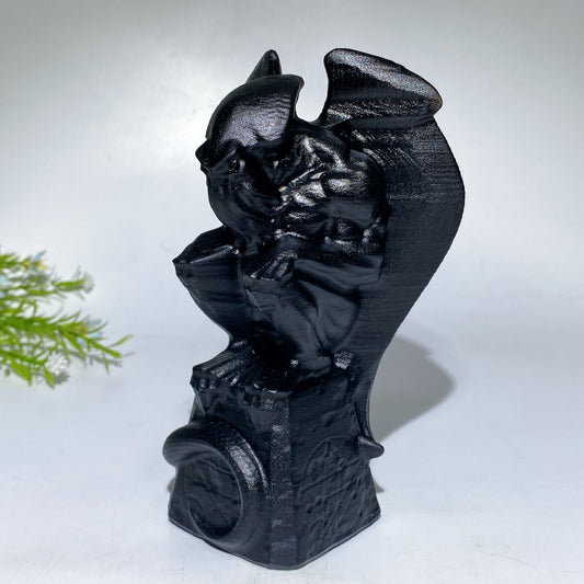 6.1" Black Obsidian Cthulhu Carving Crystal Healing Bulk Wholesale