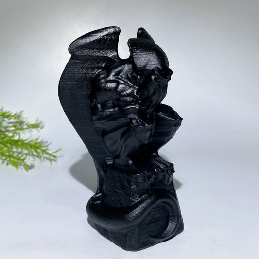 6.1" Black Obsidian Cthulhu Carving Crystal Healing Bulk Wholesale