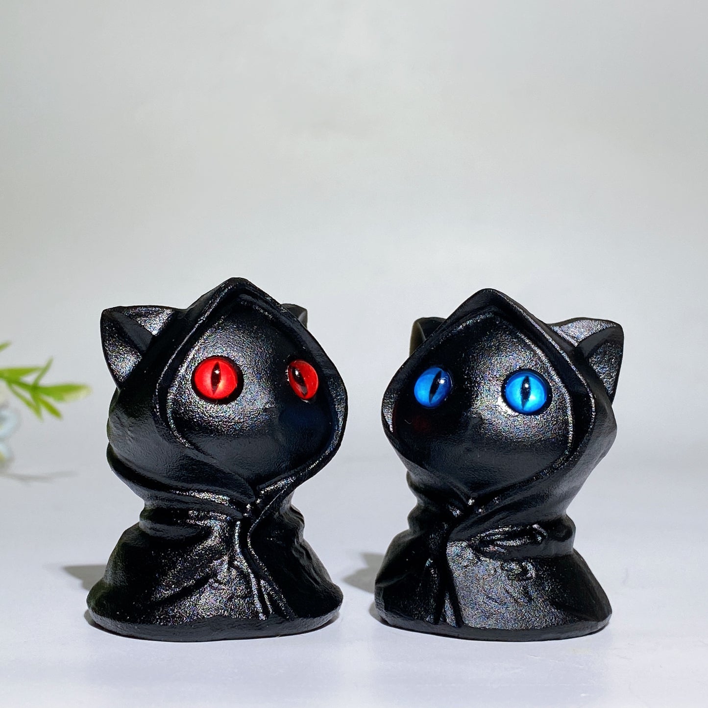 2.0" Black Obsidian Halloween Cat Carving Crystal Healing Bulk Wholesale