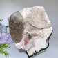 Unique Pink Tourmaline & Smoky Quartz with Mica Grow in Feldspar Specimen with Stand Crystal Healing