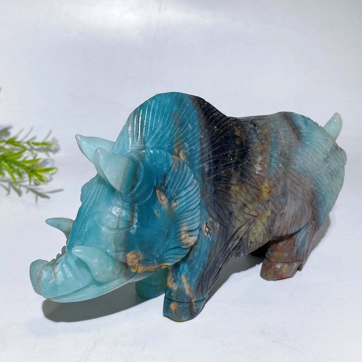 Unique Hand Carved Caribbean Calcite Wild Boar Carving Crystal Healing Bulk Wholesale
