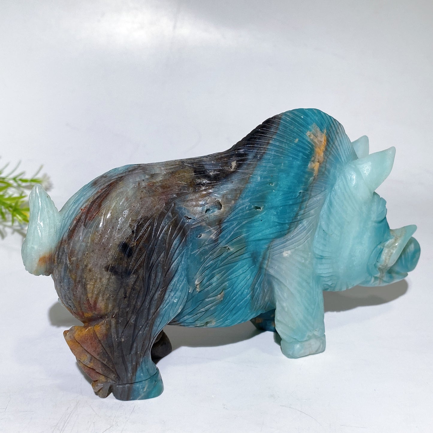 Unique Hand Carved Caribbean Calcite Wild Boar Carving Crystal Healing Bulk Wholesale