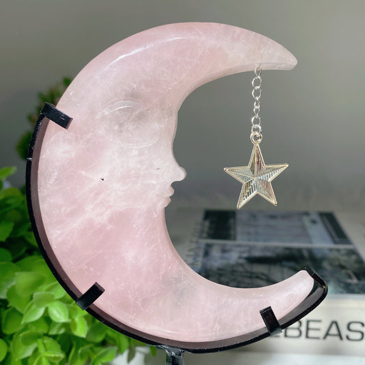 Mixed Crystal Moon Face Carvings with Stand Free Form Bulk Wholesale