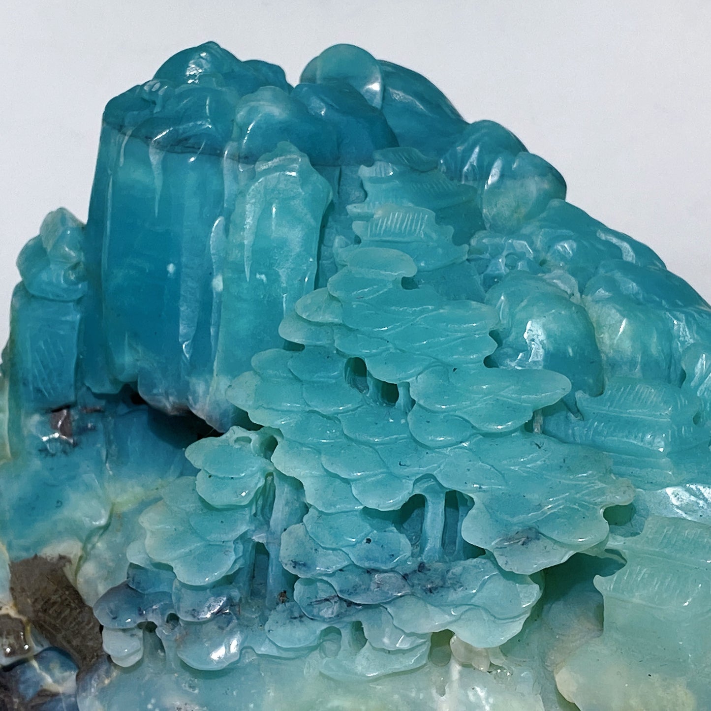 Unique Hand Carved Caribbean Calcite Landscape Hill Trees Pavilions Free Form Crystal Healing Bulk Wholesale