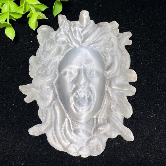 4.6" Selenite Slab Medusa Carvings Bulk Wholesale