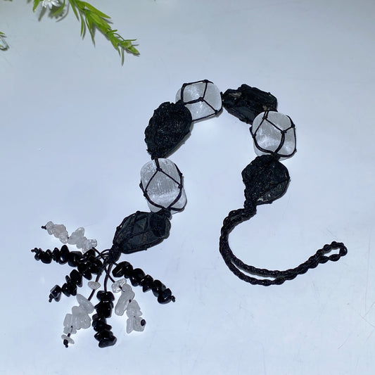 25cm Selenite Black Tourmnaline Raw Stone Hanging Crystal Healing Bulk Wholesale