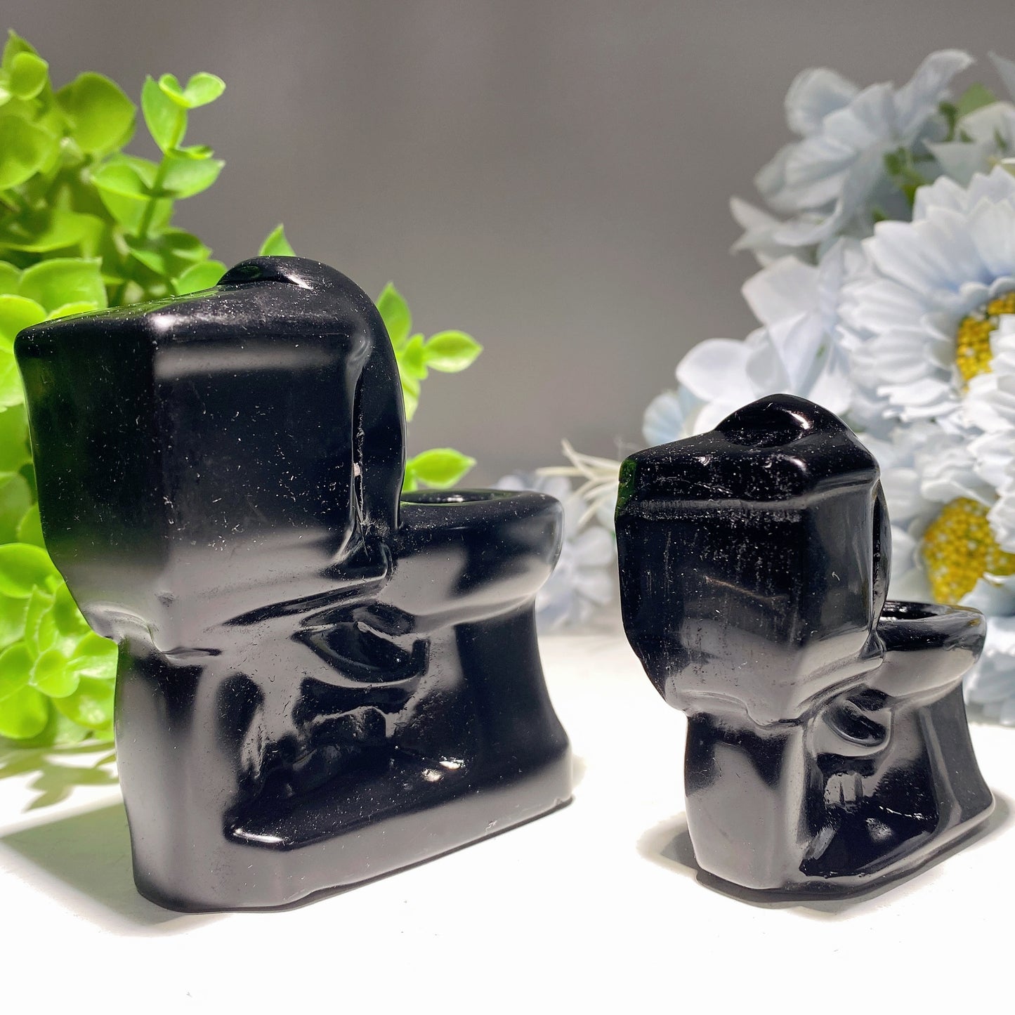 2.4"-3.1" Black Obsidian Toilet Carvings Bulk Wholesale