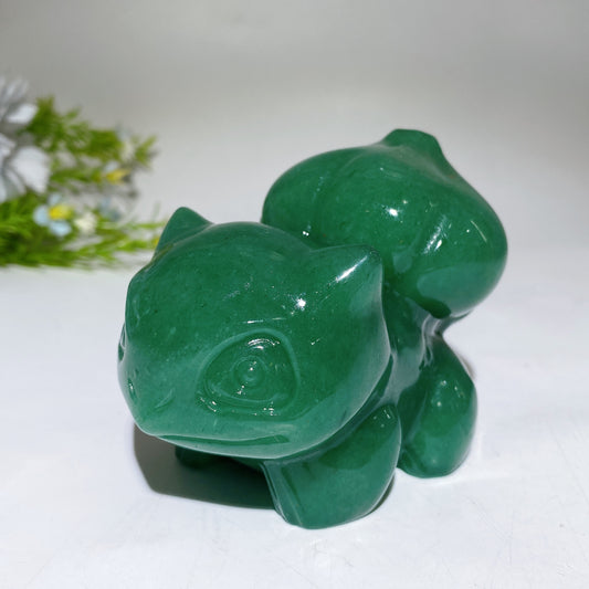 3.8" Green Aventurine Bulbasaur Pokemon Carving Crystal Healing Bulk Wholesale