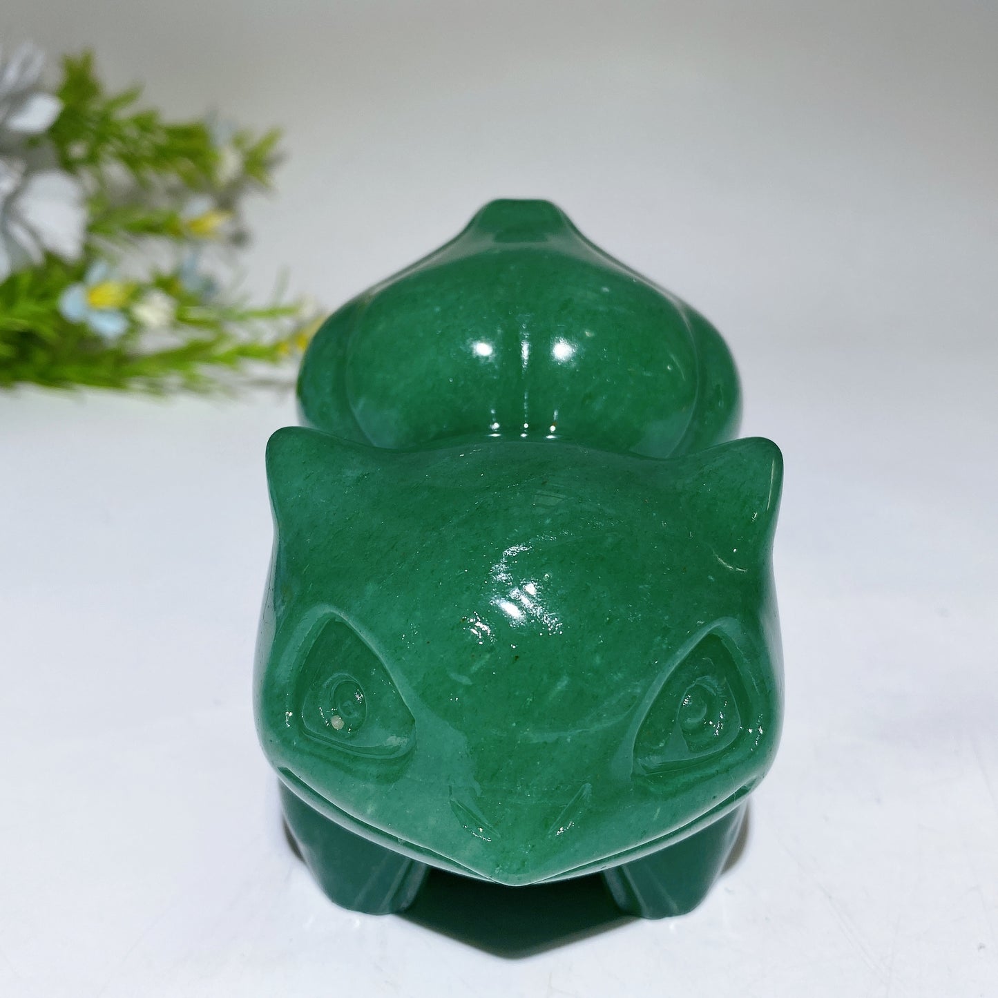 3.8" Green Aventurine Bulbasaur Pokemon Carving Crystal Healing Bulk Wholesale