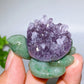 2.0" Amethyst Cluster Green Aventurine Turtle Carving Crystal Healing Bulk Wholesale
