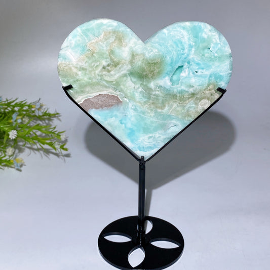 Unique Hand Carved Hemimorphite Heart with stand Crystal Healing Bulk Wholesale