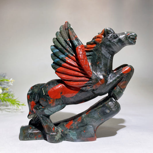 18cm Africa Blood Stone Horse Carving Crystal Healing Bulk Wholesale