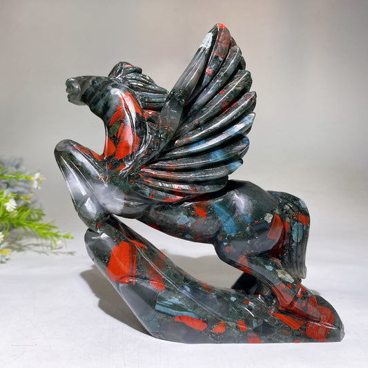 18cm Africa Blood Stone Horse Carving Crystal Healing Bulk Wholesale