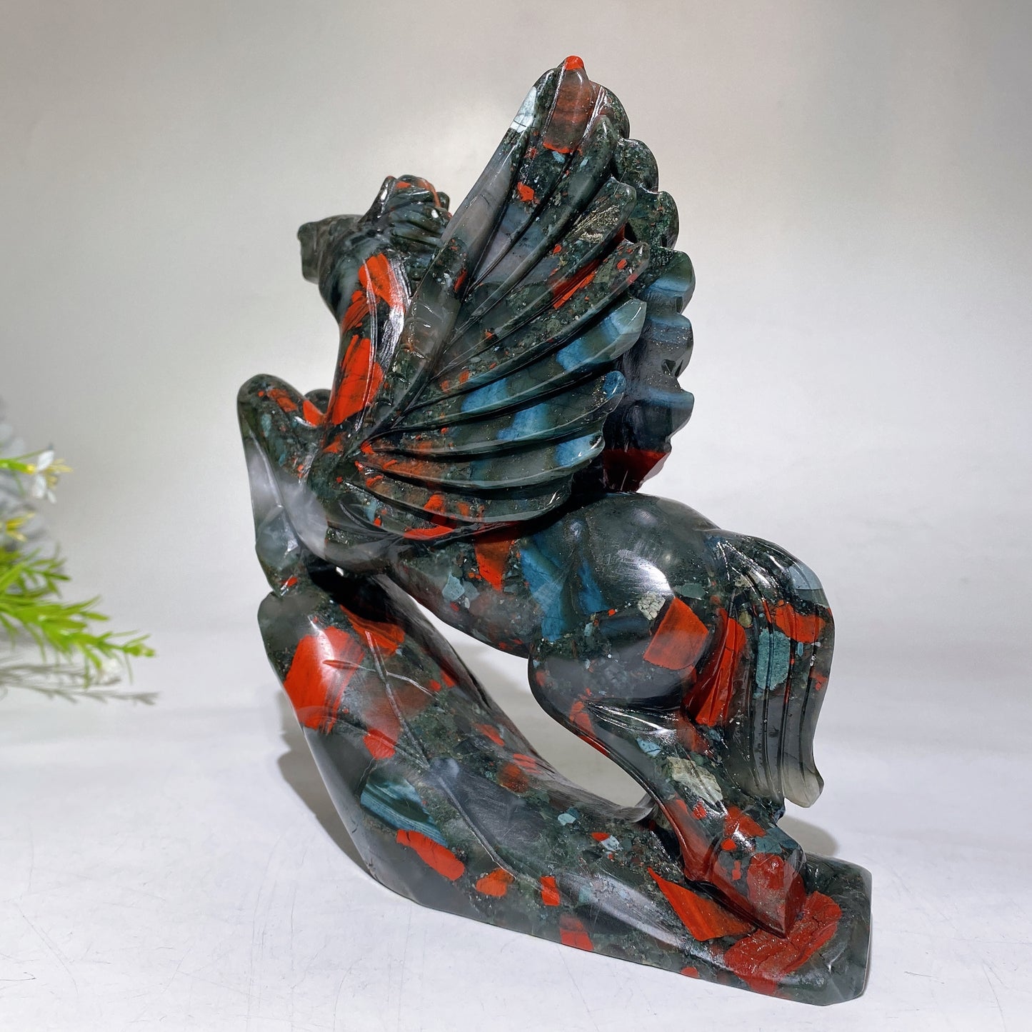 18cm Africa Blood Stone Horse Carving Crystal Healing Bulk Wholesale