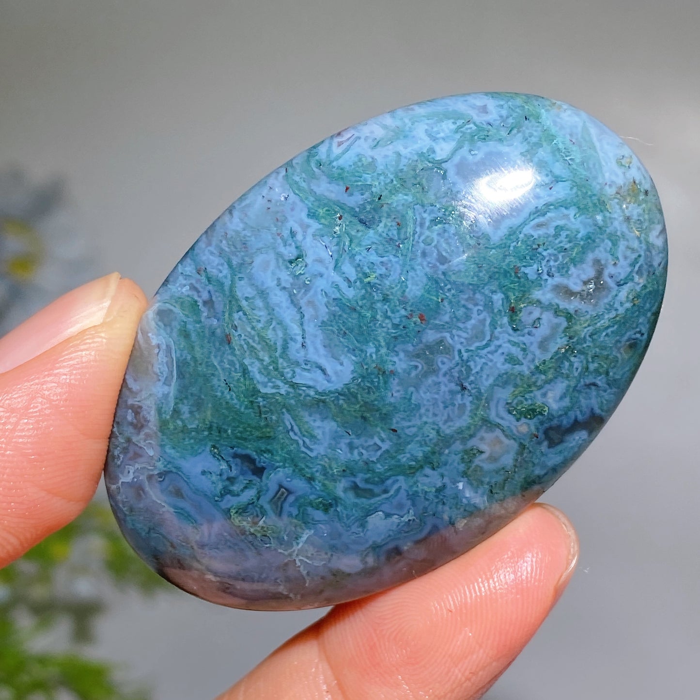 2.2" Moss Agate Palm Crystal Healing Bulk Wholesale