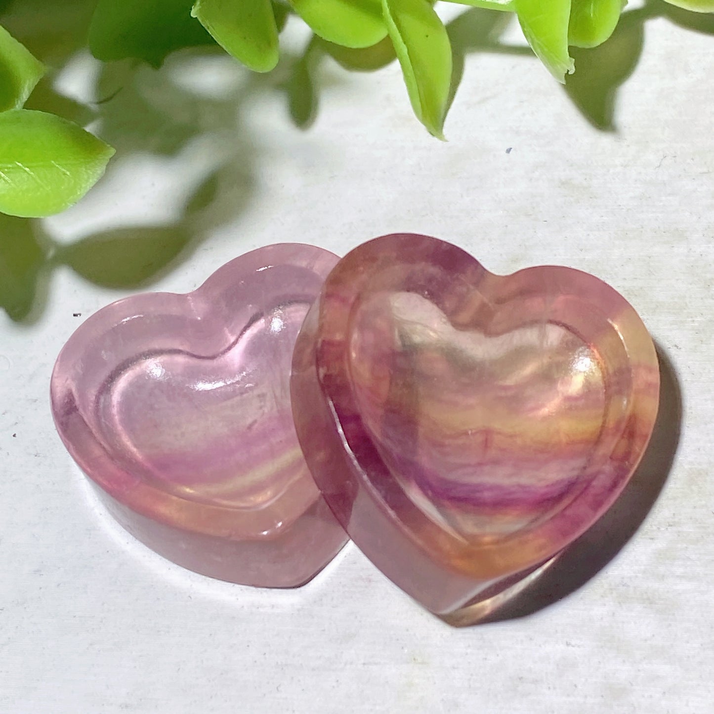 1.0" Fluorite Mini Cat Heart Shape Bowl Carvings Crystal Healing Bulk Wholesale