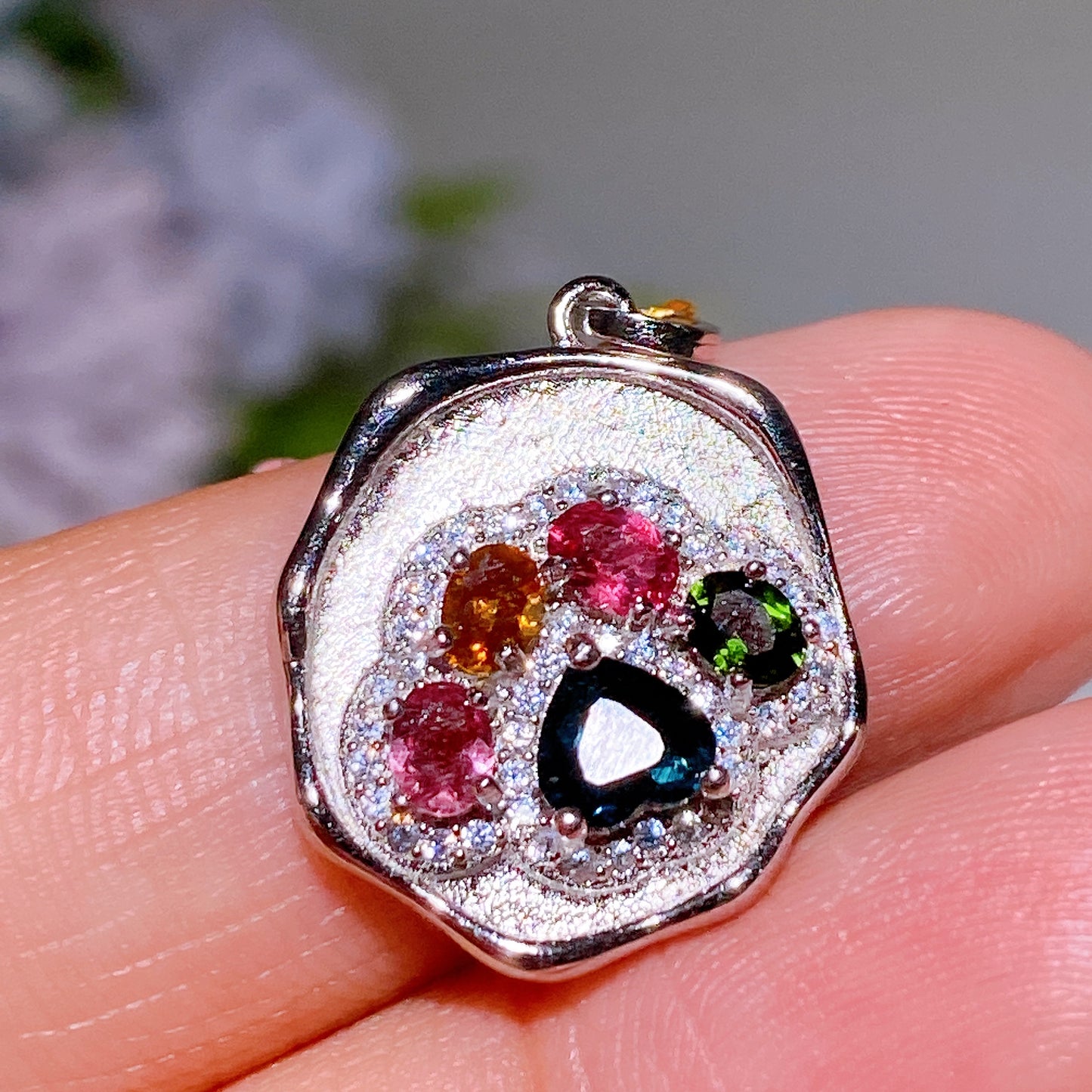 925 Silver Rainbow Tourmaline Paw Pendant Crystal Healing Bulk Wholesale