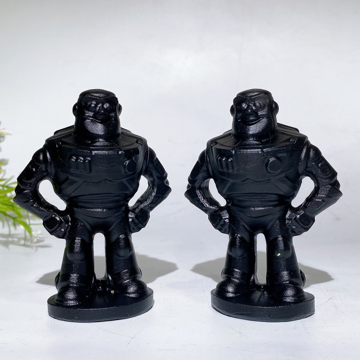 3.6" Black Obsidian Buzz Lightyear Carving Crystal Healing Bulk Wholesale