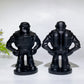 3.6" Black Obsidian Buzz Lightyear Carving Crystal Healing Bulk Wholesale