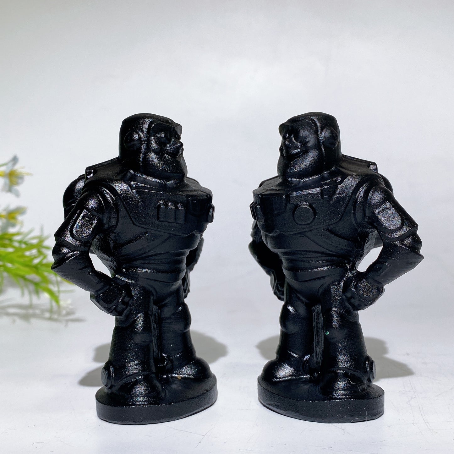 3.6" Black Obsidian Buzz Lightyear Carving Crystal Healing Bulk Wholesale