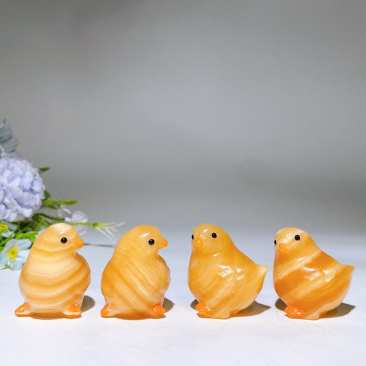 1.5" Orange Calcite Hen Carving Crystal Healing Bulk Wholesale