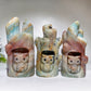 14-16cm Hand Carved Caribbean Calcite Silver Obsidian Owl Tree Hole Carving Free Form Crystal Healing Bulk Wholesale