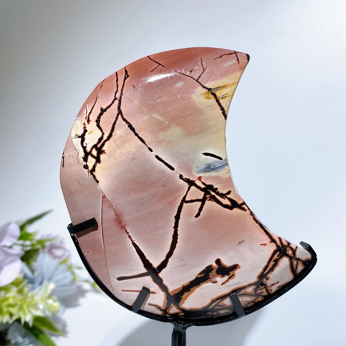 Picture Jasper Moon Carving with Stand Crystal Healing Bulk Wholesale