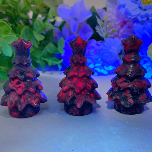 2.0" Ruby Kyanite Christmas Tree Carvings Bulk Wholesale