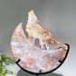 Crystal Wolf on Moon Carving with Stand Free Form Crystal Healing Bulk Wholesale