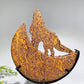 Crystal Wolf on Moon Carving with Stand Free Form Crystal Healing Bulk Wholesale