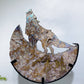 Crystal Wolf on Moon Carving with Stand Free Form Crystal Healing Bulk Wholesale