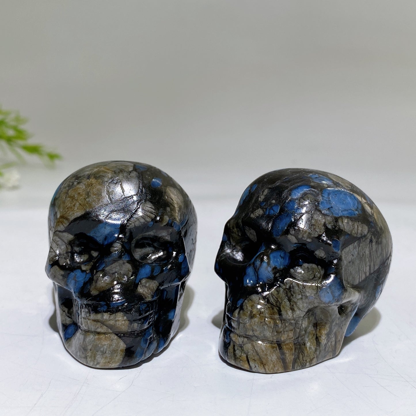 2.1" Blue Que Sera Skull Carving Crystal Healing Bulk Wholesale
