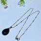 Schungite Drop Shape with Silver Metal Chain Necklace Crystal Healing Bulk Wholesale