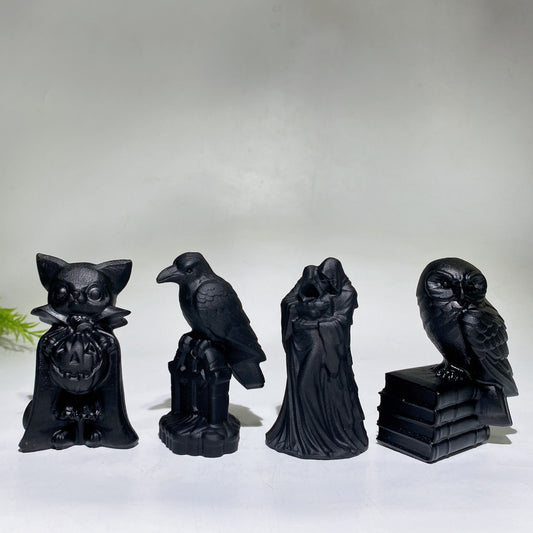 Black Obsidian Raven Owl Ghost Cat Pumpkin Carving 1 Piece Crystal Healing Bulk Wholesale