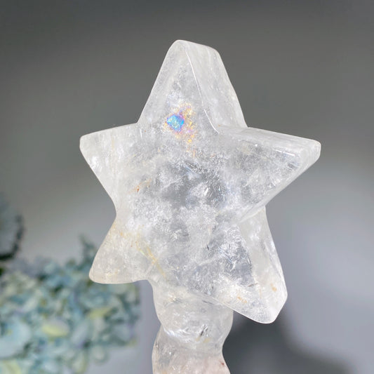 6.2" Clear Quartz Star Shape Magic Wand Carvings Bulk Wholesale