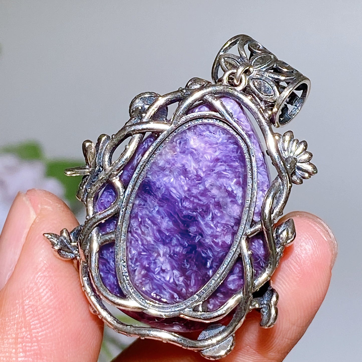 Sterling Silver Charoite Pendant Crystal Healing Bulk Wholesale