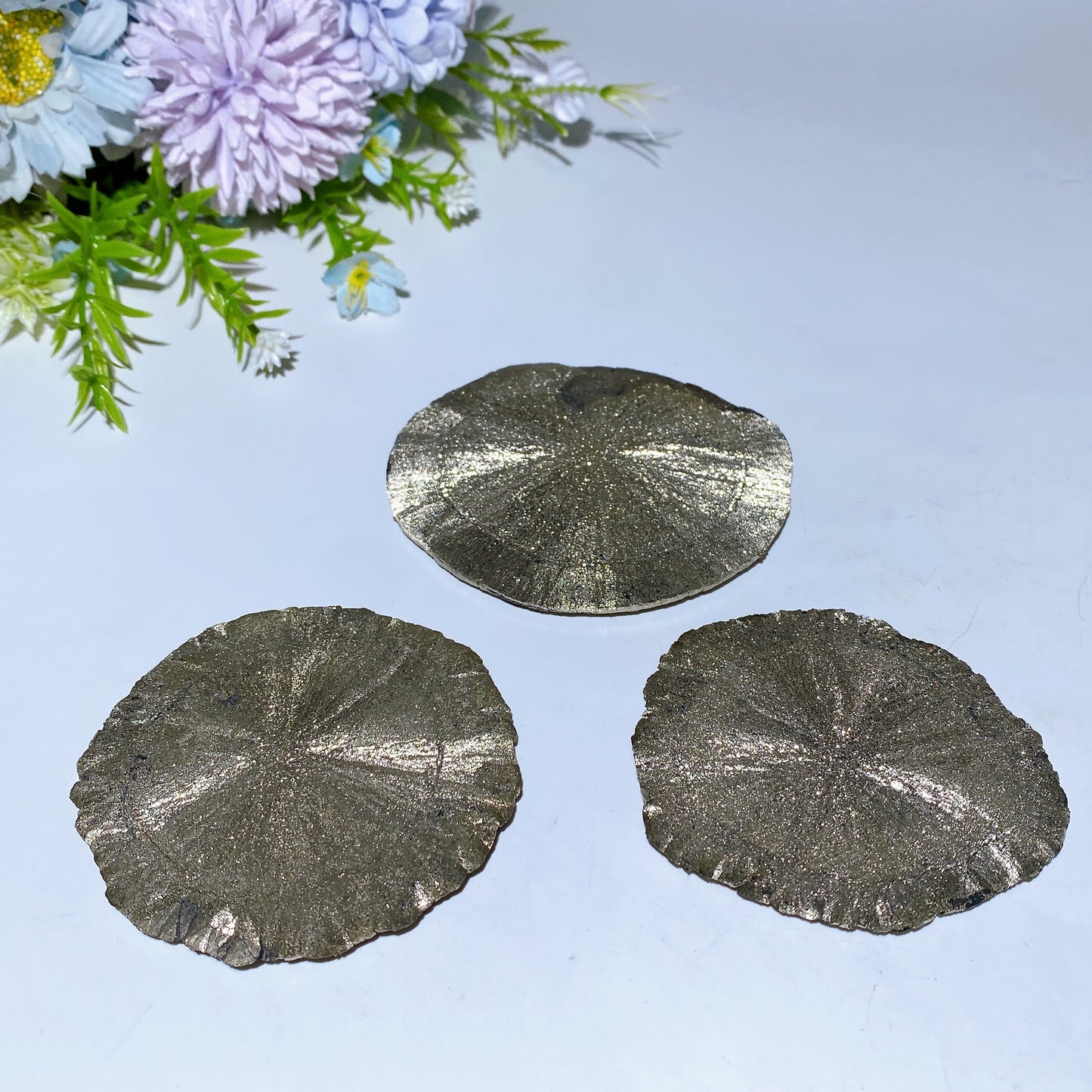 2.8"-3.3" Pyrite Sun Carving Crystal Healing Bulk Wholesale