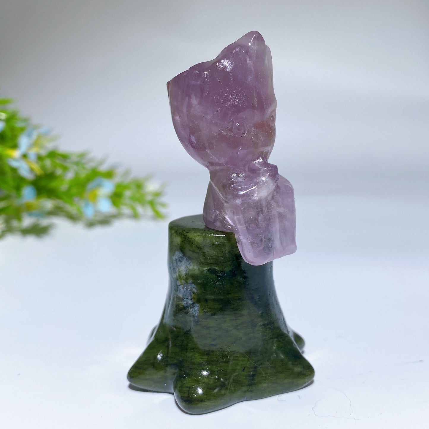 3.0" Crystal Groot on Serpentine Stump Carving Crystal Healing Bulk Wholesale