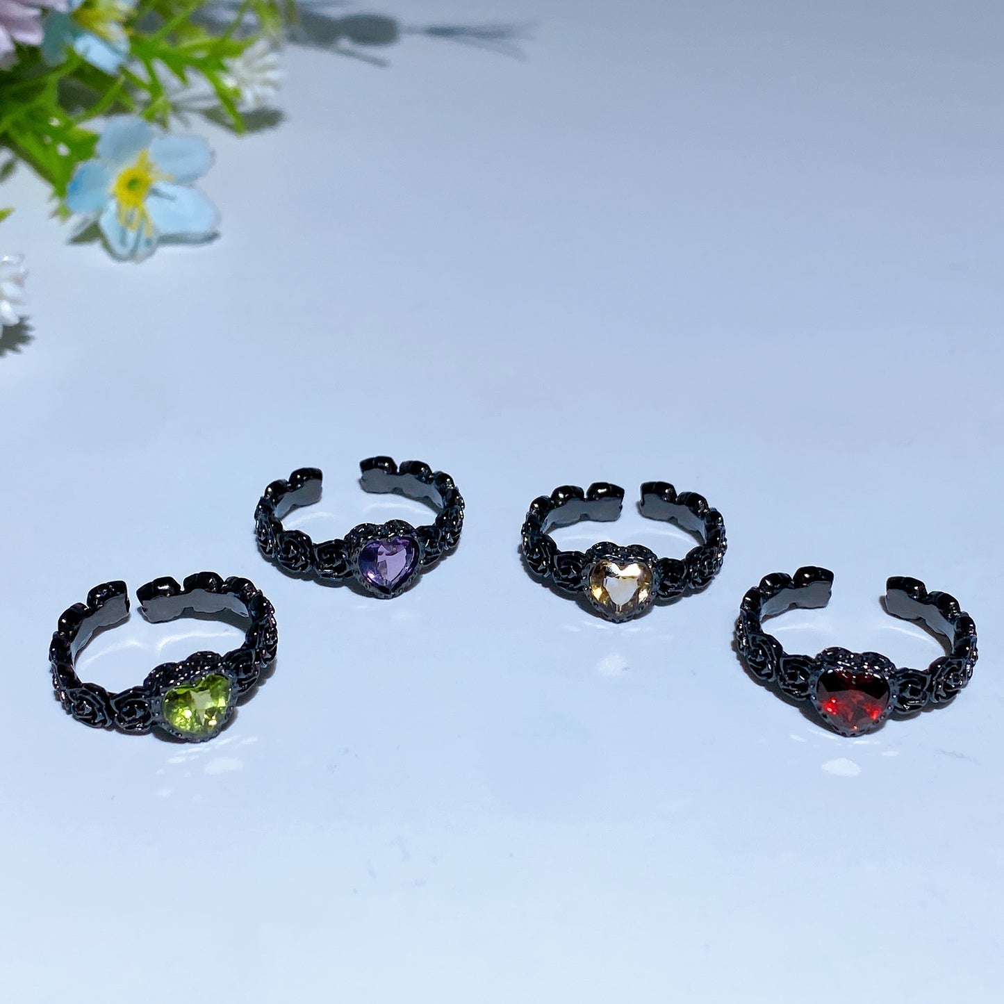 925 Silver Crystal Heart Ring Crystal Healing Bulk Wholesale