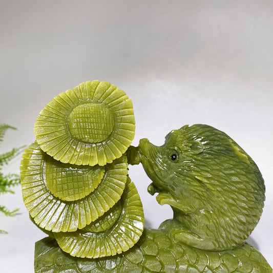 18cm Hand Carved Unique Serpentine Hedgehog Carving Free Form Crystal Healing Bulk Wholesale