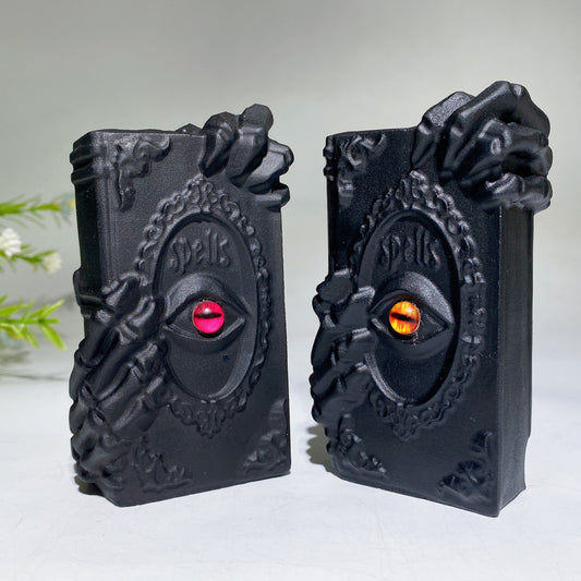 4.0" Black Obsidian Spells Bok Carving Crystal Healing Bulk Wholesale