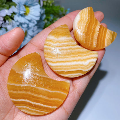 1.8"-2.0" Orange Calcite Moon Star Heart Carving Crystal Healing Bulk Wholesale