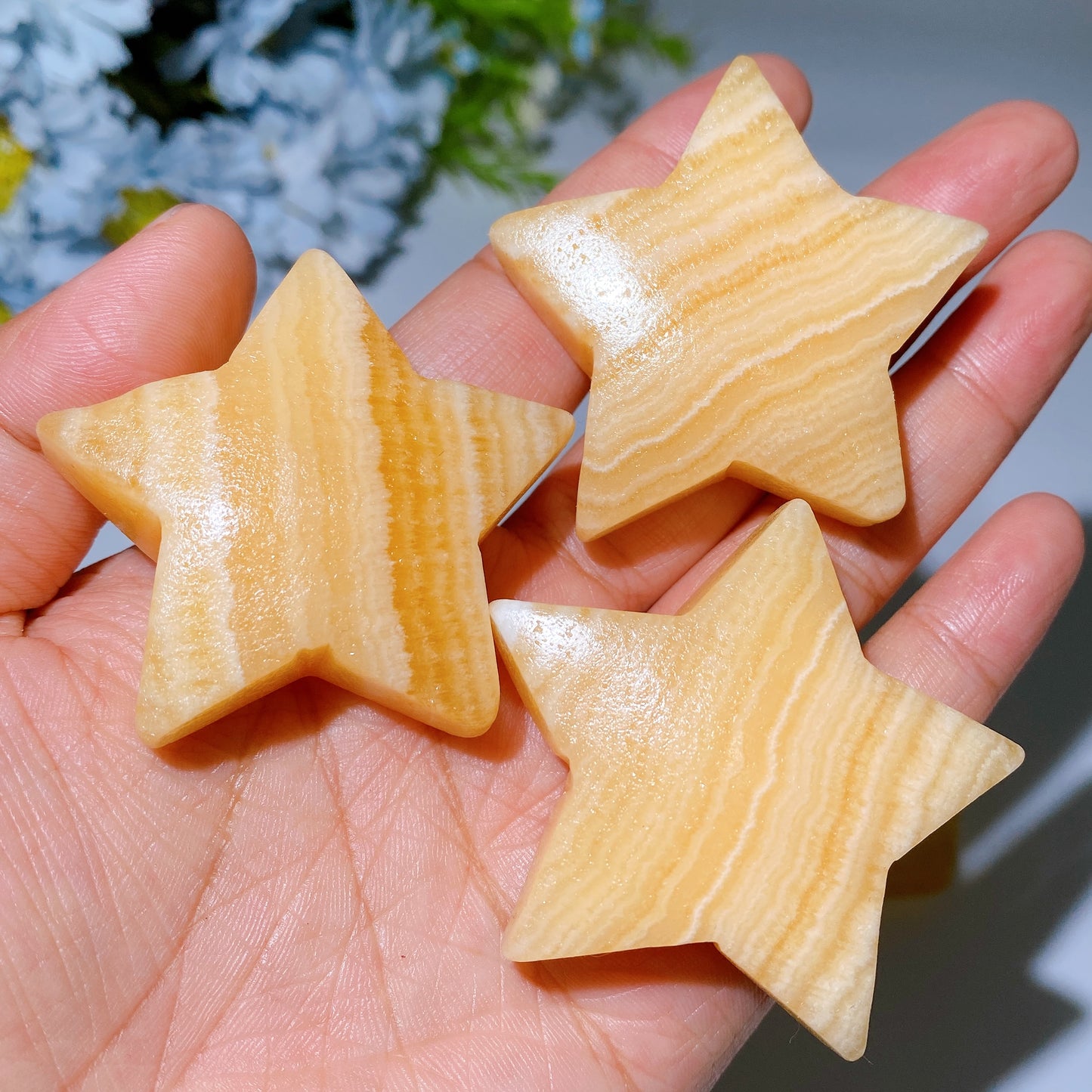 1.8"-2.0" Orange Calcite Moon Star Heart Carving Crystal Healing Bulk Wholesale