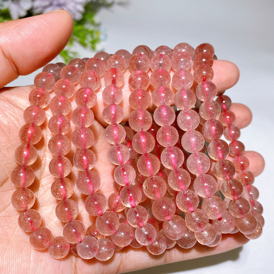7.8-8mm Strawberry Quartz Bracelet Crystal Healing Bulk Wholesale
