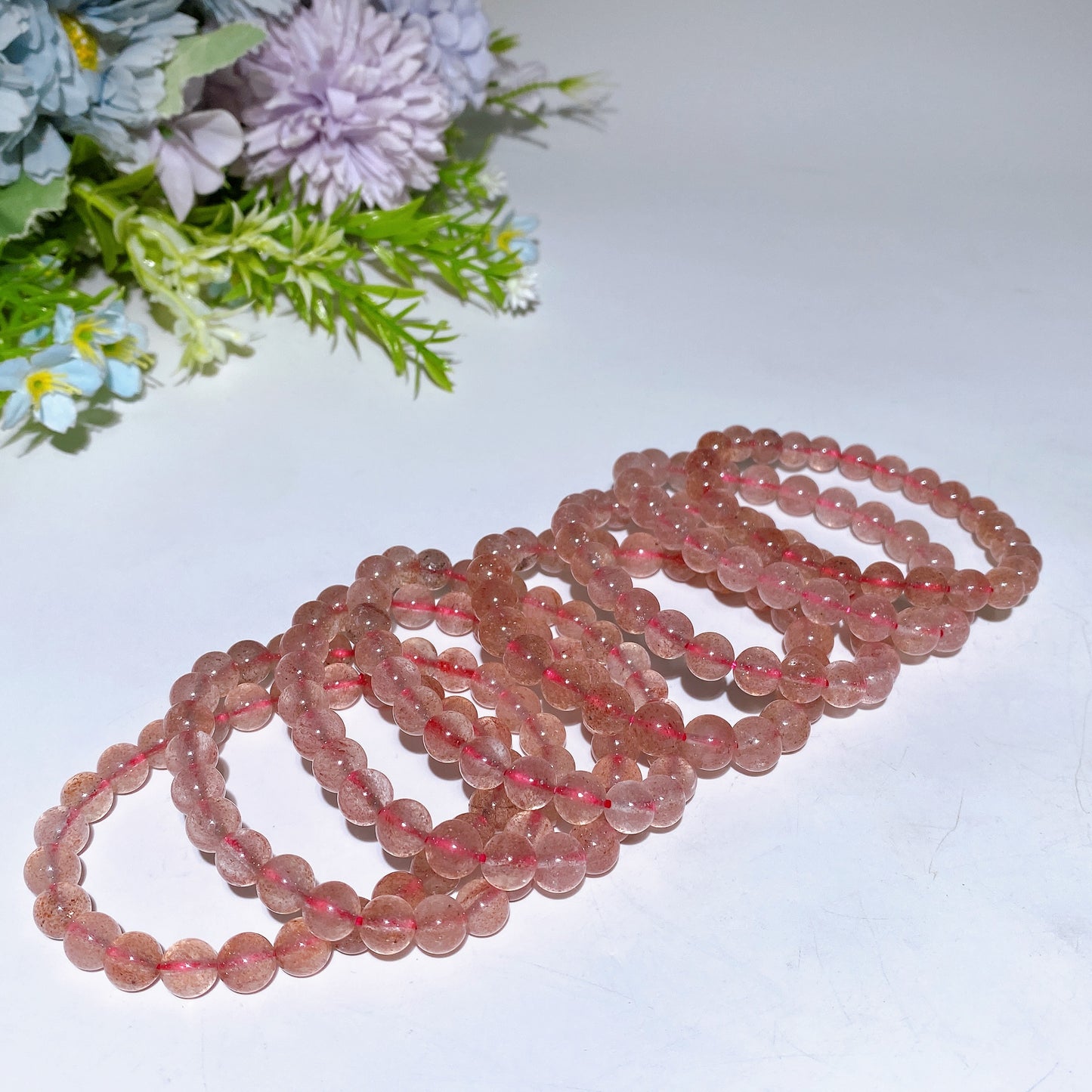 7.8-8mm Strawberry Quartz Bracelet Crystal Healing Bulk Wholesale