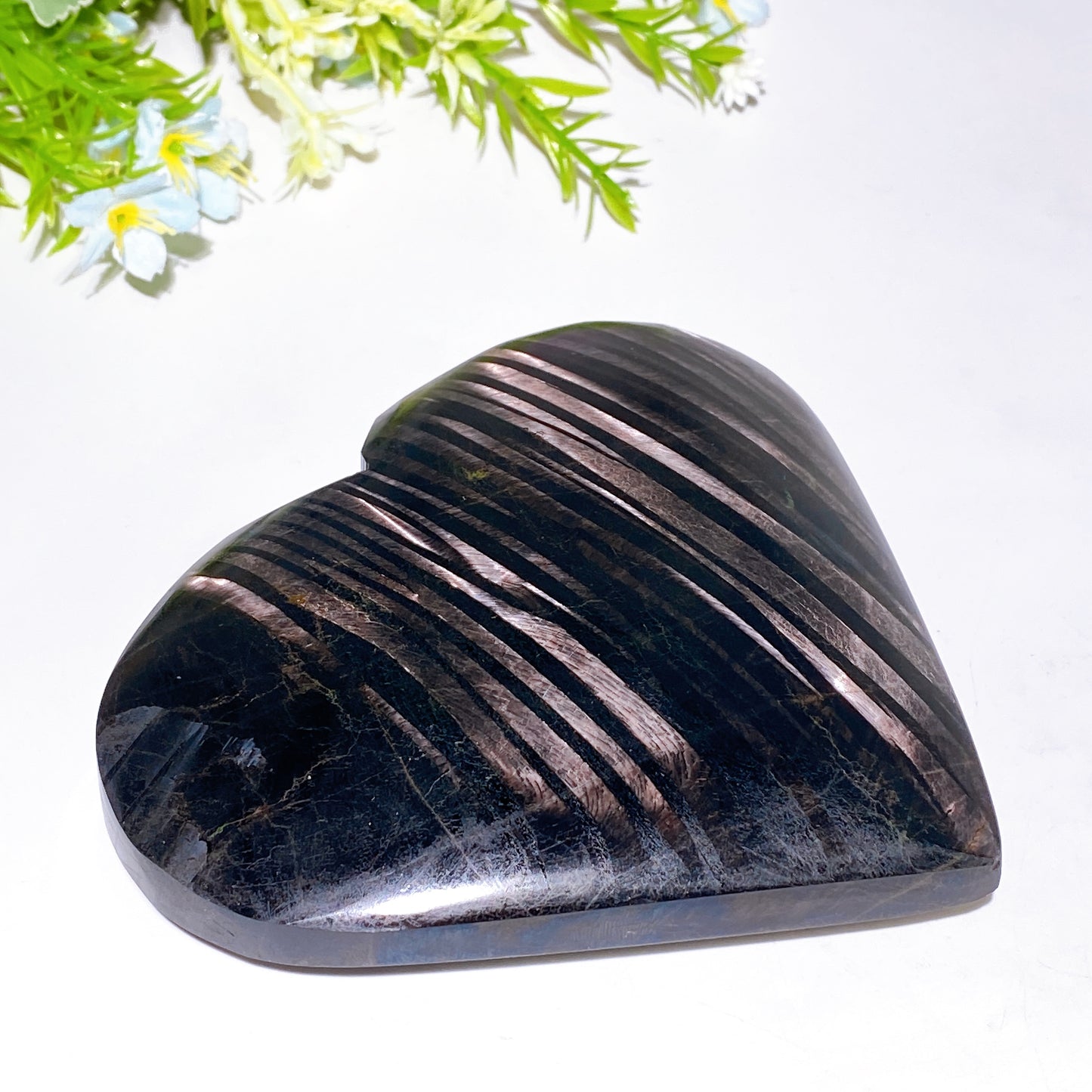 5.0" Large Unique Hypersthene Heart Carving with Stand Crystal Healing Bulk Wholesale