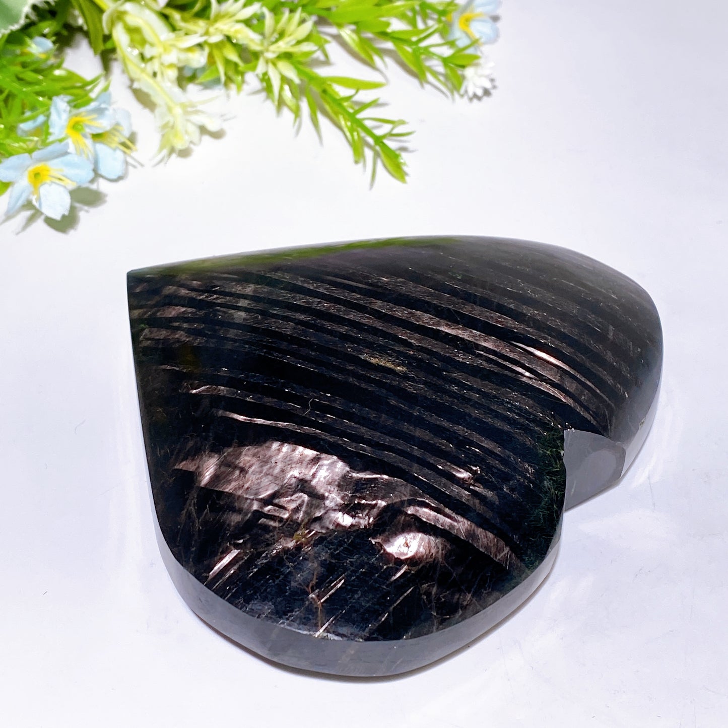 5.0" Large Unique Hypersthene Heart Carving with Stand Crystal Healing Bulk Wholesale