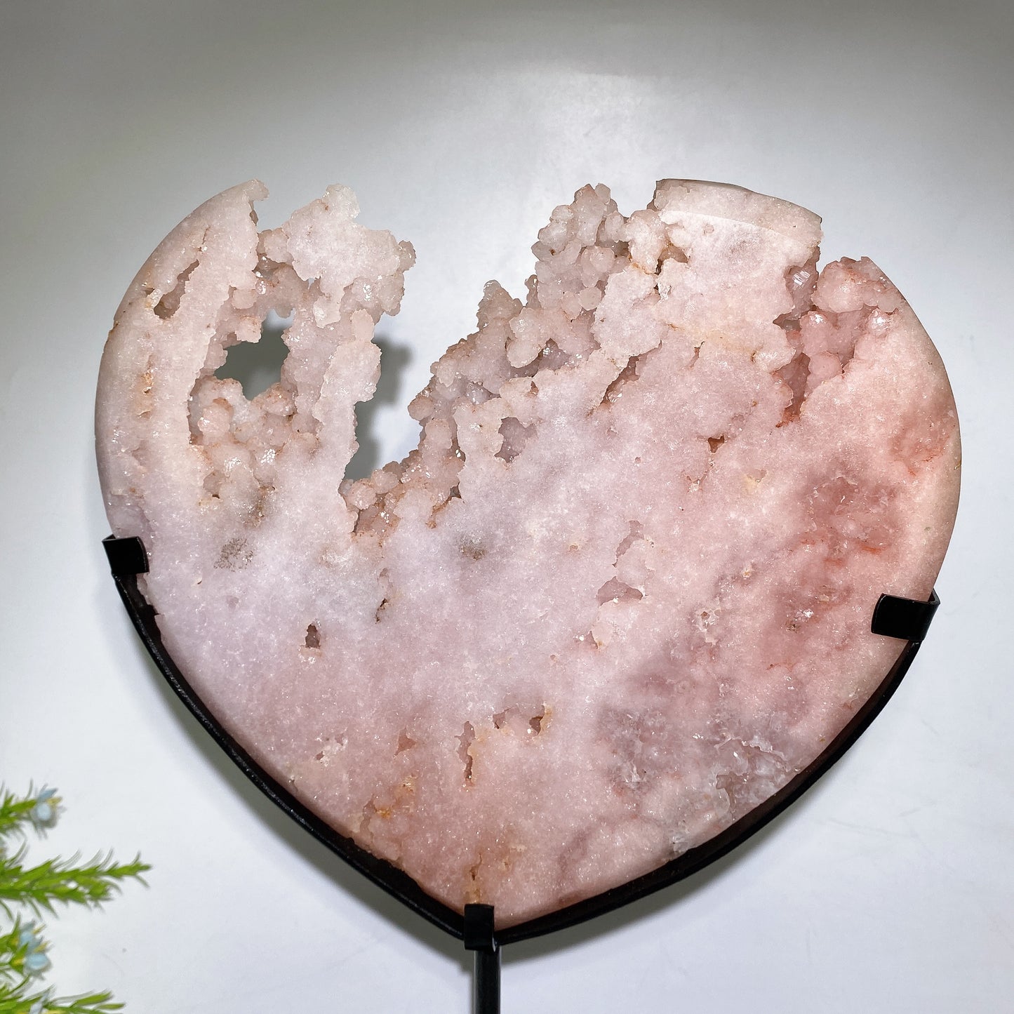Large Unique Druzy Pink Amethyst Heart Carving with Stand Crystal Healing Bulk Wholesale